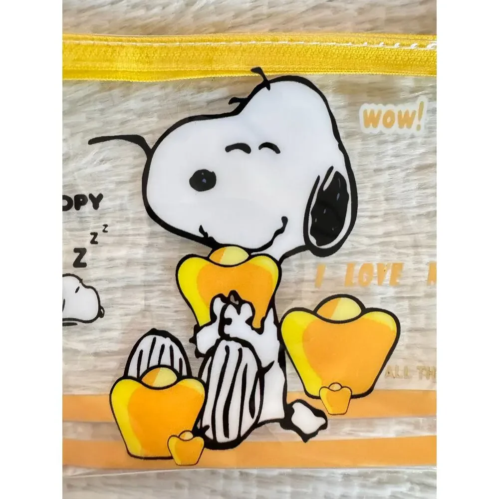 Snoopy clear pouch yellow accents keychain zipper